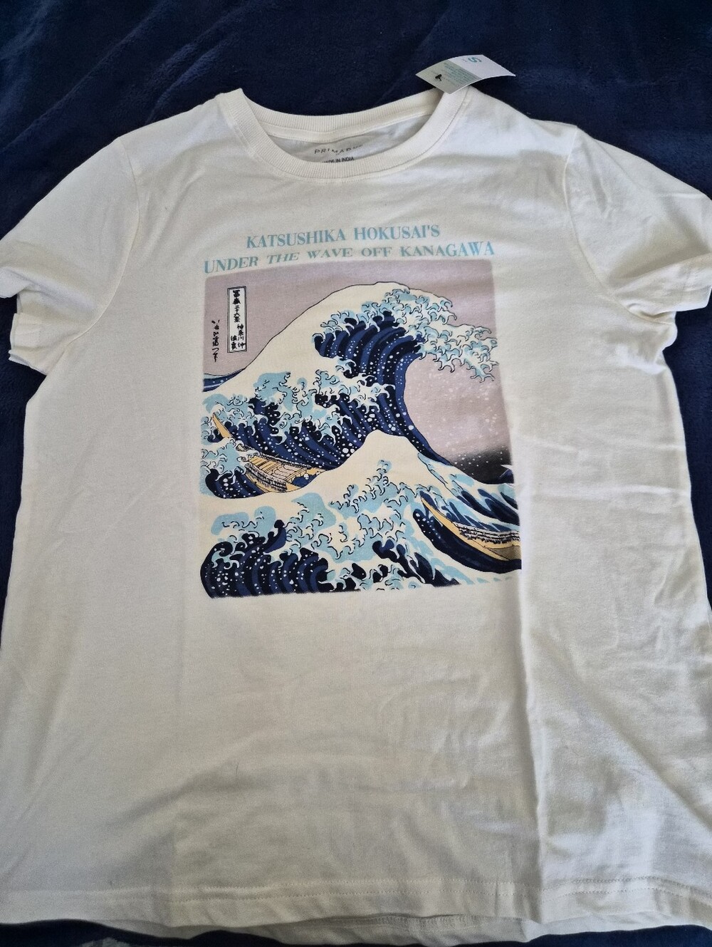 Primark White Graphic Tee with 'Under the Wave off Kanagawa' Print